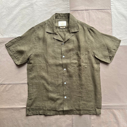 Linen Camp Collar, Olive