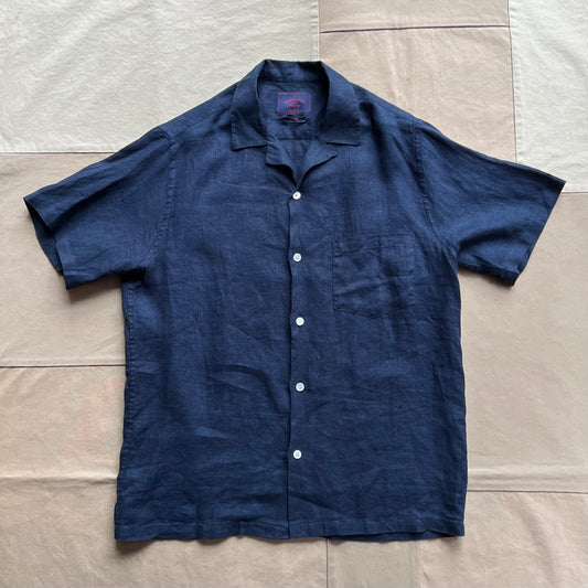 Linen Camp Collar, Navy