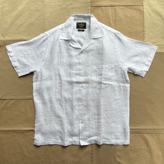 Linen Camp Collar, White