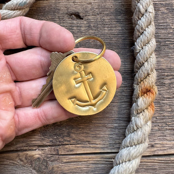 Pressed Brass Keychain, Anchor