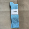 Linen Cotton Ribbed Crew Sock, Sky Blue