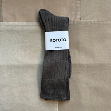 Linen Cotton Ribbed Crew Sock, Dark Gray