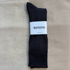 Linen Cotton Ribbed Crew Sock, Black