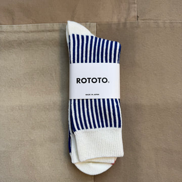 Vertical Striped Socks, White/Royal Blue