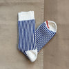 Vertical Striped Socks, White/Royal Blue