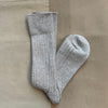 Linen Cotton Ribbed Crew Sock, Gray