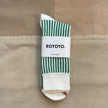 Vertical Striped Socks, White/Green