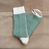 Vertical Striped Socks, White/Green