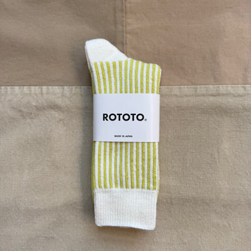 Vertical Striped Socks, White/Lime