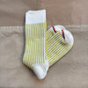 Vertical Striped Socks, White/Lime