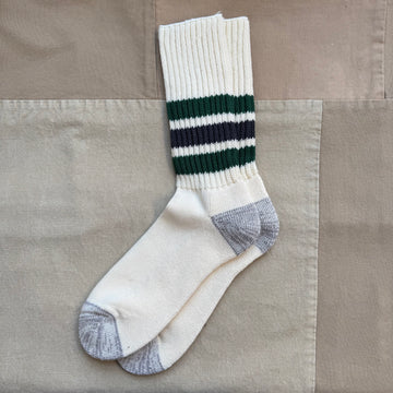 Ribbed Old School Crew Socks, Green/Charcoal