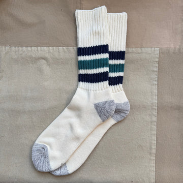 Ribbed Old School Crew Socks, Navy/Green