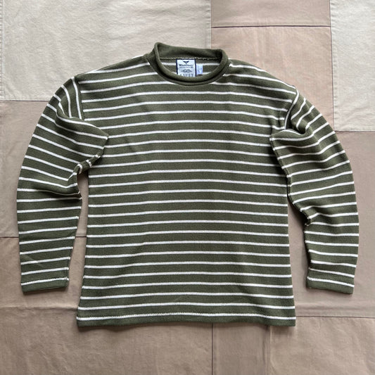 Roll Neck Sweater, Moss/Natural