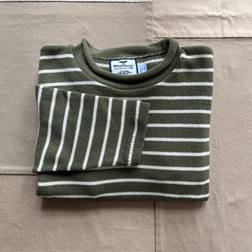 Roll Neck Sweater, Moss/Natural