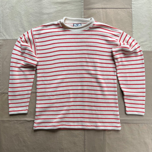 Roll Neck Sweater, Red/Natural