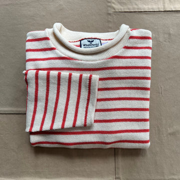 Roll Neck Sweater, Red/Natural