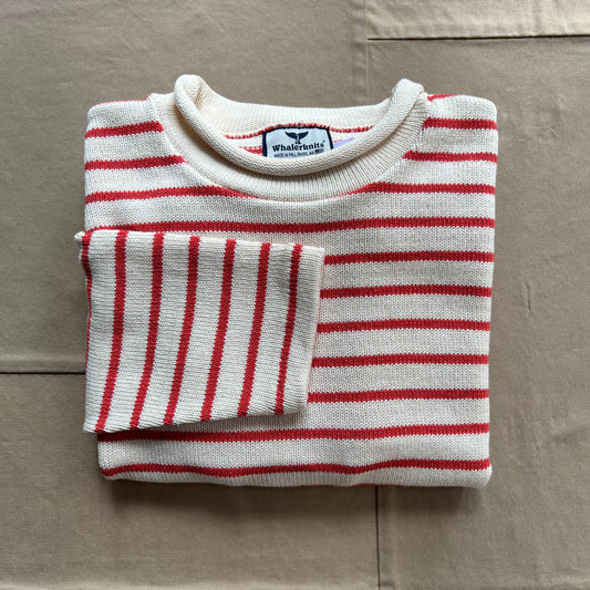 Roll Neck Sweater, Red/Natural