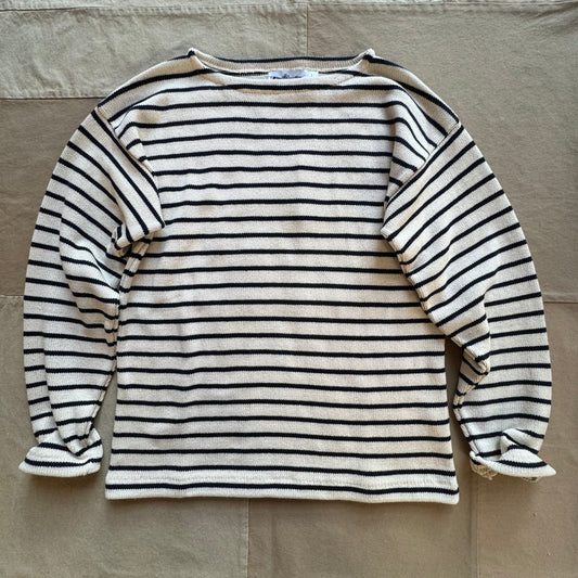 Nantucket Striped Boat Neck Sweater, Natural/Navy