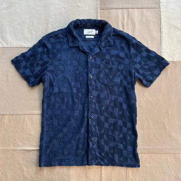 Lalo Terry Jacquard Camp Shirt, Navy