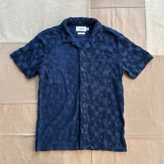 Lalo Terry Jacquard Camp Shirt, Navy