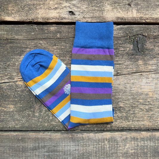 Signature Stripe Cotton Socks, Cornflower