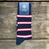 Stripe Cotton Socks, Navy/Red