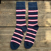 Stripe Cotton Socks, Navy/Red