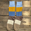 Ombre Stripe Cotton Socks, Blue/Brown