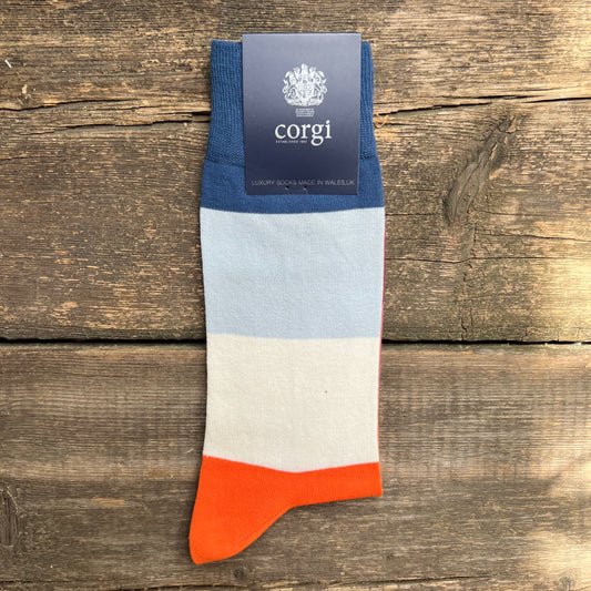 Ombre Stripe Cotton Socks, Orange/Wine