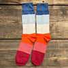 Ombre Stripe Cotton Socks, Orange/Wine