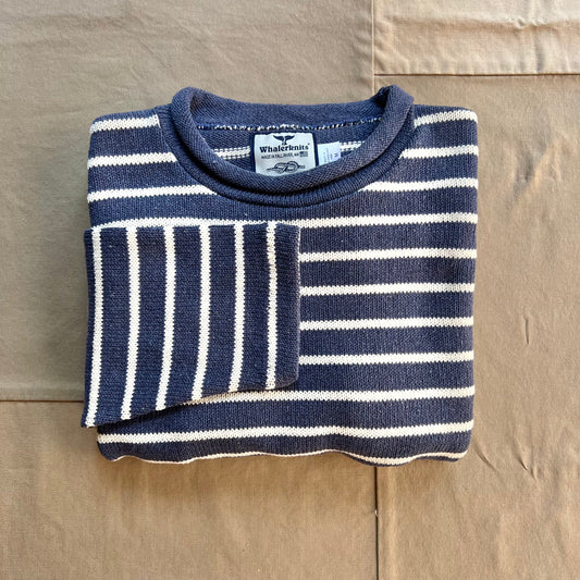 Roll Neck Sweater, Harbor Blue/Natural