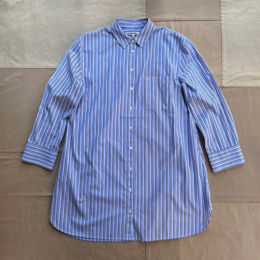 Florence Striped Shirt Dress in Poplin, Blue Multi Stripe