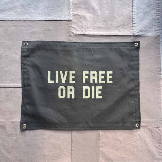 Live Free or Die Canvas Camp Flag, Olive