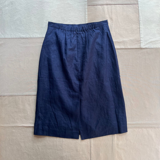 Maya Skirt in Linen, Dark Navy