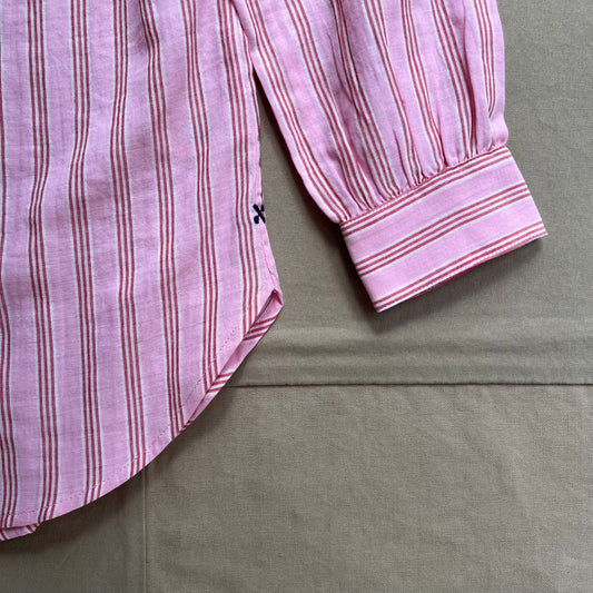Nina Striped Popover in Double Gauze, Pink