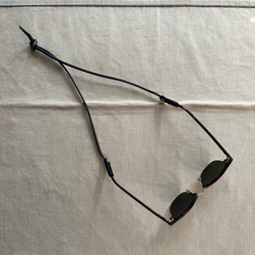Knotted Leather Sunglass Strap, Dark Brown Stitched Leather