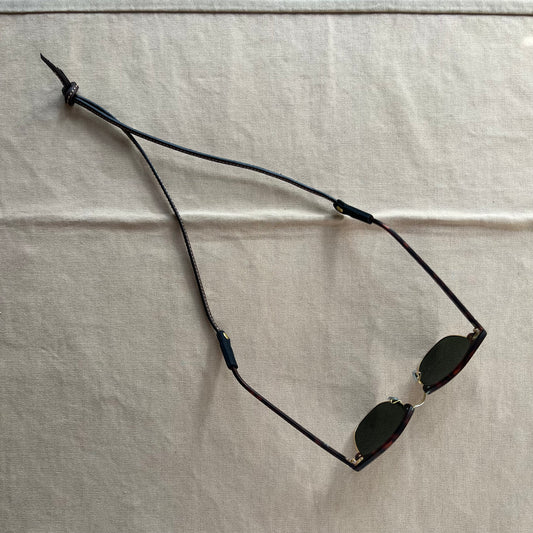 Knotted Leather Sunglass Strap, Dark Brown Stitched Leather