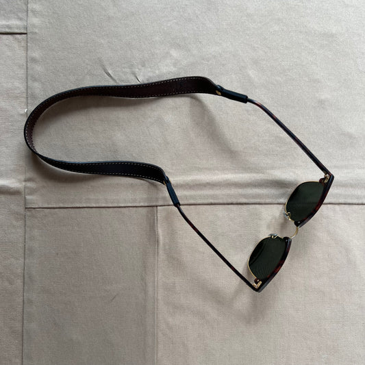 The Original Leather Sunglass Strap, Dark Brown Stitched Leather