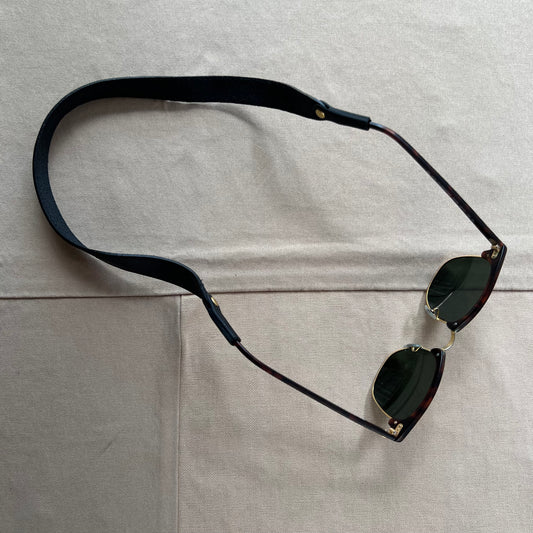 The Original Leather Sunglass Strap, Black Stitched Leather