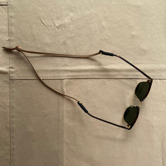 Knotted Leather Sunglass Strap, Light Brown Waxed Leather