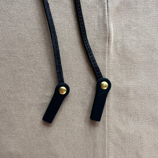Knotted Leather Sunglass Strap, Black Stitched Leather