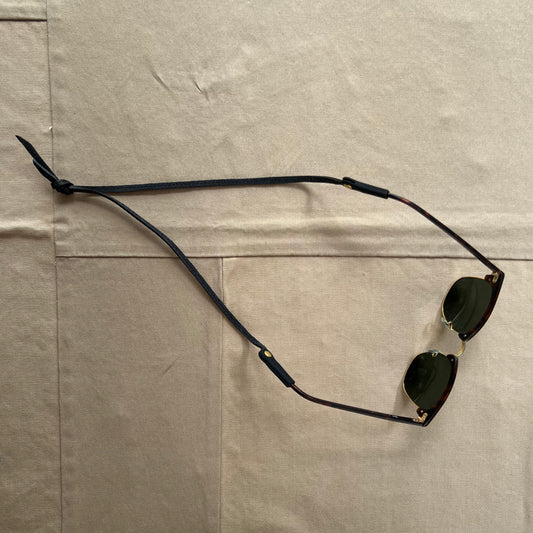 Knotted Leather Sunglass Strap, Black Stitched Leather