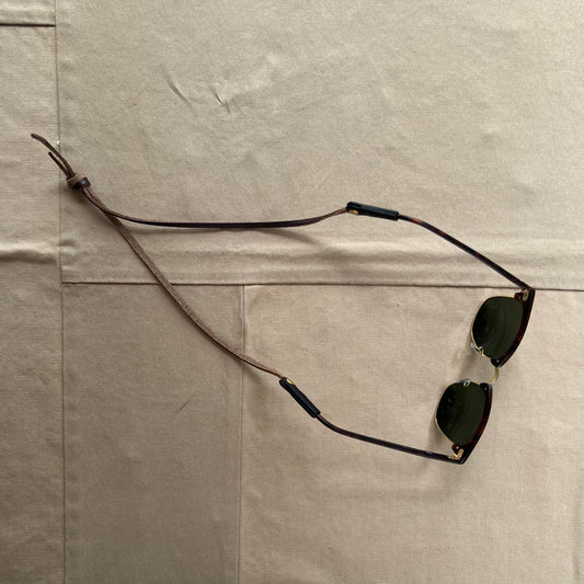Knotted Leather Sunglass Strap, Dark Brown Waxed Leather