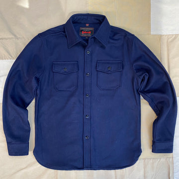CPO Wool Button Down Shirt, Navy Blue