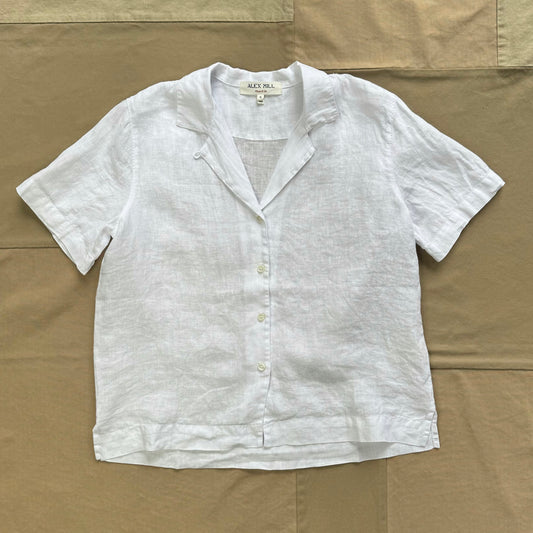 Maddie Camp Shirt in Linen, White