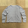 Women's Long Sleeve Boxy Boat Neck Stripe Tee, White