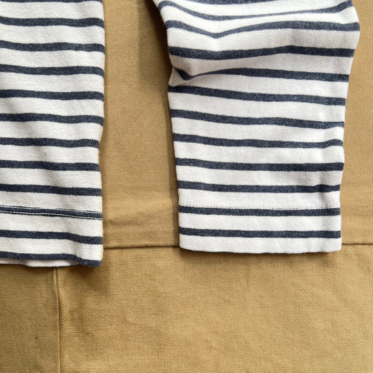 Women's Long Sleeve Boxy Boat Neck Stripe Tee, White