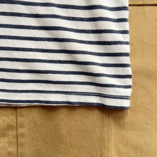 Women's Short Sleeve Hemp Stripe Hoodie, White
