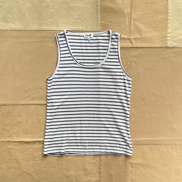 Women's Neck Hemp Stripe Tank, White