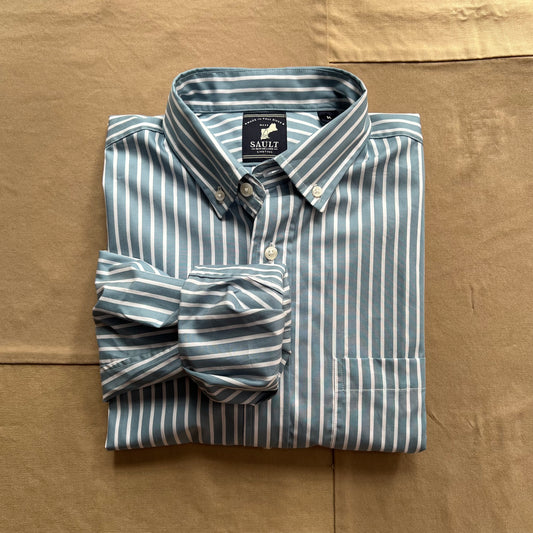 Provincetown Stripe Button Down, Cottage Blue